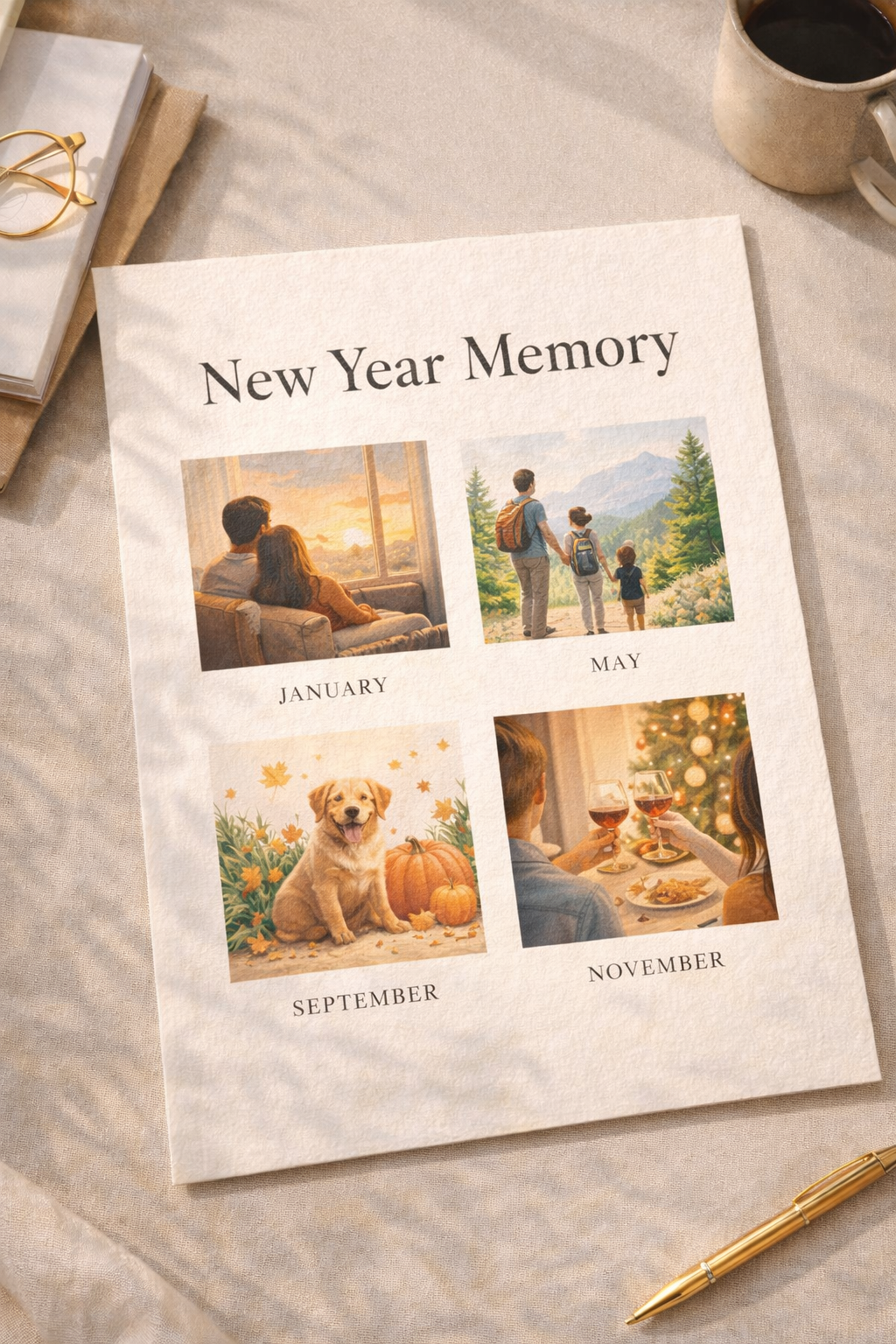 New Year Memory — Personalized Illustrated Year-in-Review Story
